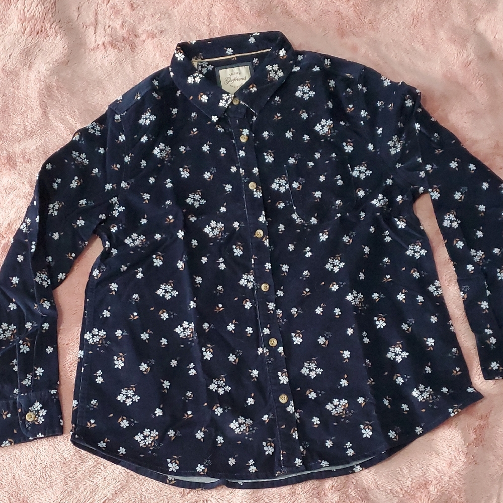 Jachs Girlfriend Floral Button Down Corduroy Shirt